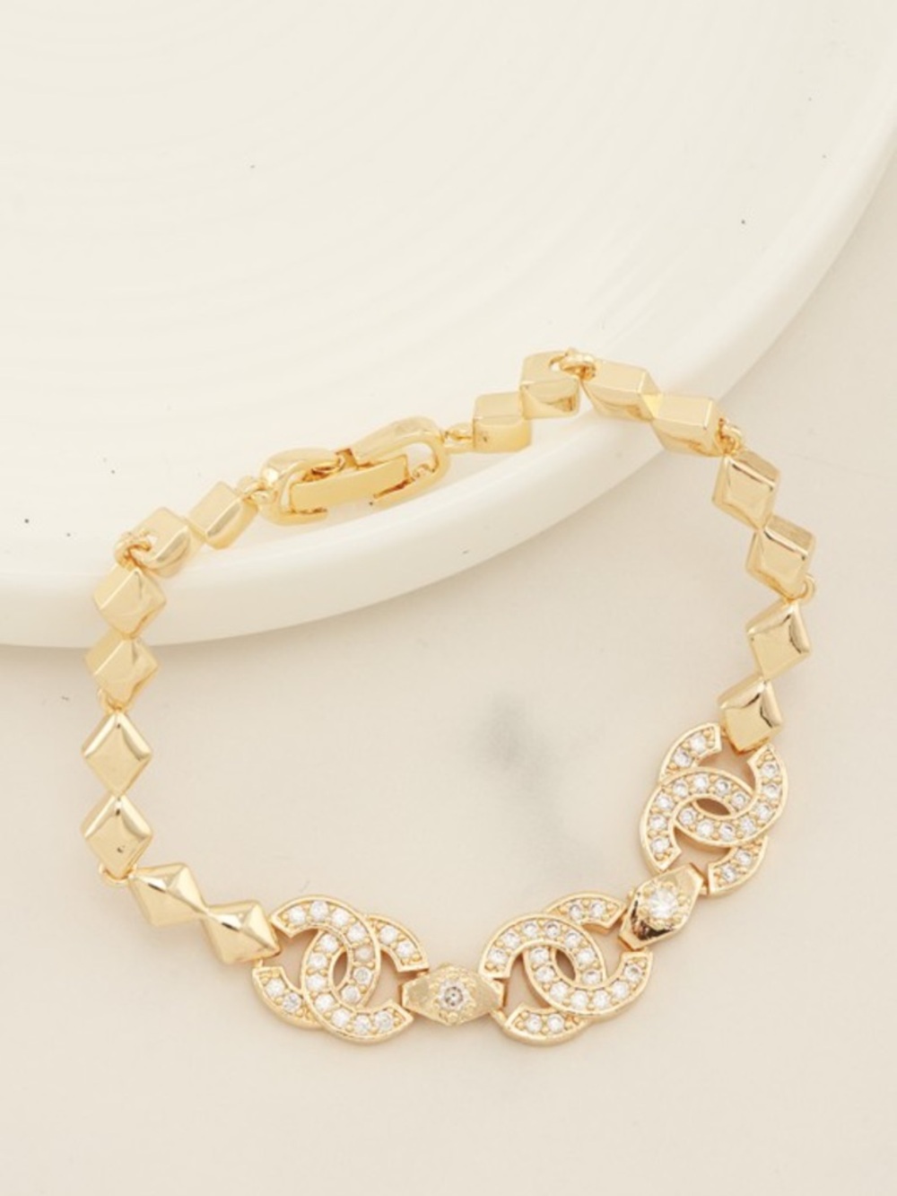 ShopEvelynne Gold and Silver Interlocking Crystal Link Bracelet Set - Picture 5 of 5